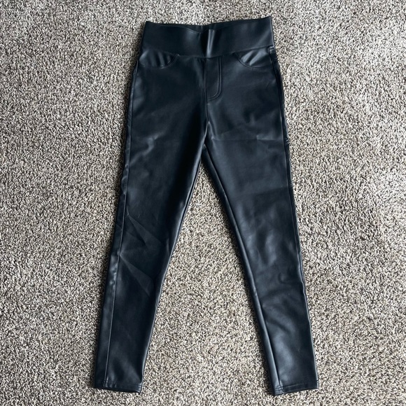 Black Faux Leather PU Women’s High Waist Leggings Cuffed Pants SMALL NWOT - Picture 5 of 10